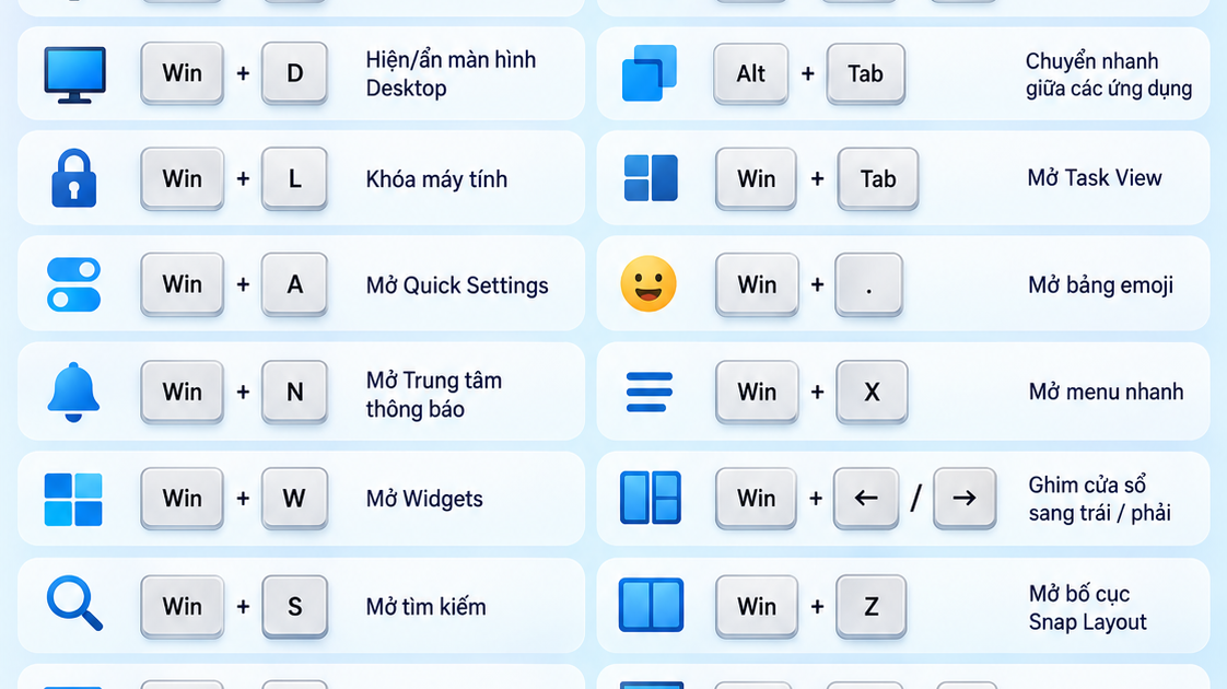 Tổng hợp phím tắt Windows 11 ai cũng nên biết