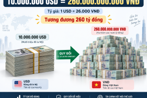 10 triệu USD bằng bao nhiêu tiền Việt VNĐ? 10 triệu đô la Mỹ nhiều như nào?