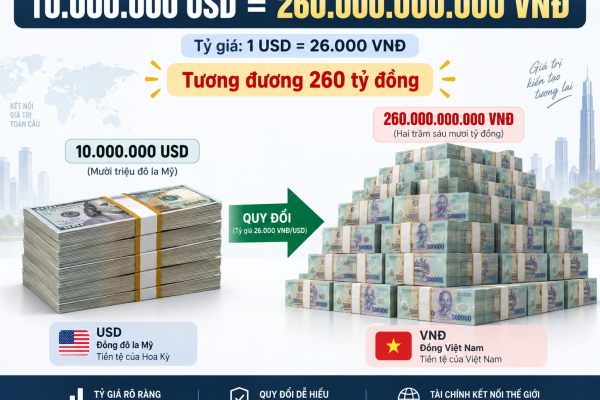 10 triệu USD bằng bao nhiêu tiền Việt VNĐ? 10 triệu đô la Mỹ nhiều như nào?
